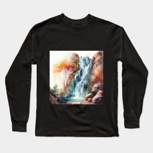 Beautiful Autumn Waterfall Scenery Long Sleeve T-Shirt